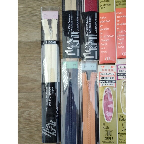 NOS Vintage Sewing Zipper LOT of 35 J & P Coats Flex Knit - Picture 2 of 9